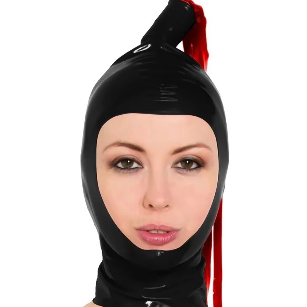 Cosplay Prop Paint - Czarny lateksowy kaptur z lateksowymi perukami