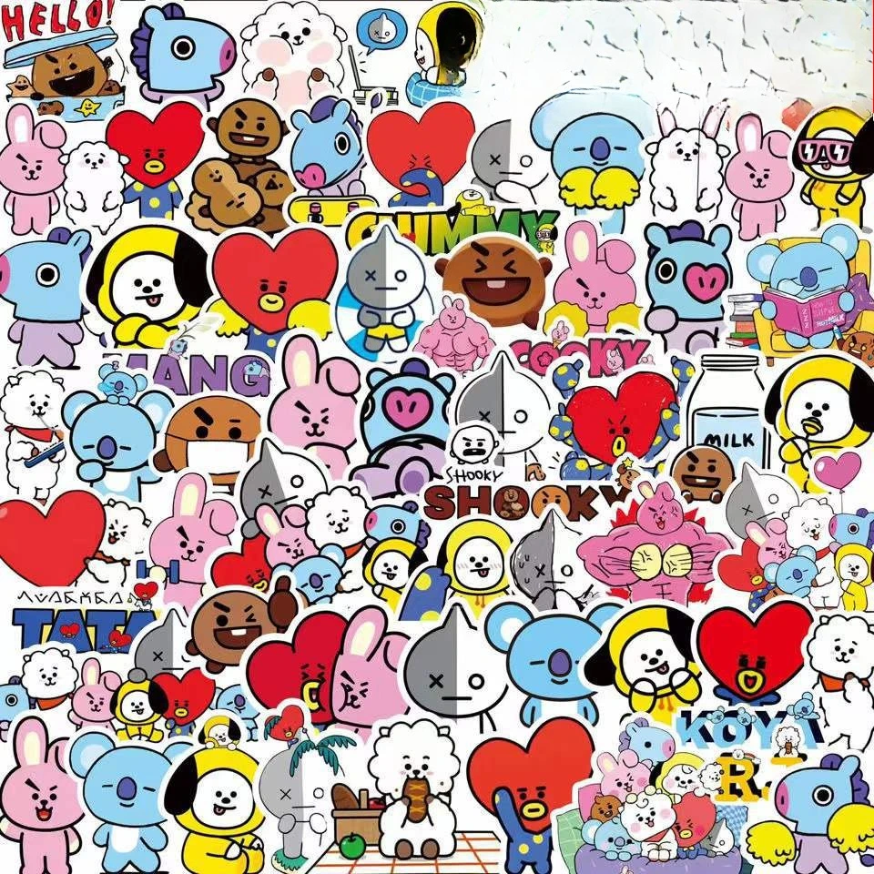 Evoker Cosplay Prop - Naklejki Kawaii BT21 na walizki, laptopy,