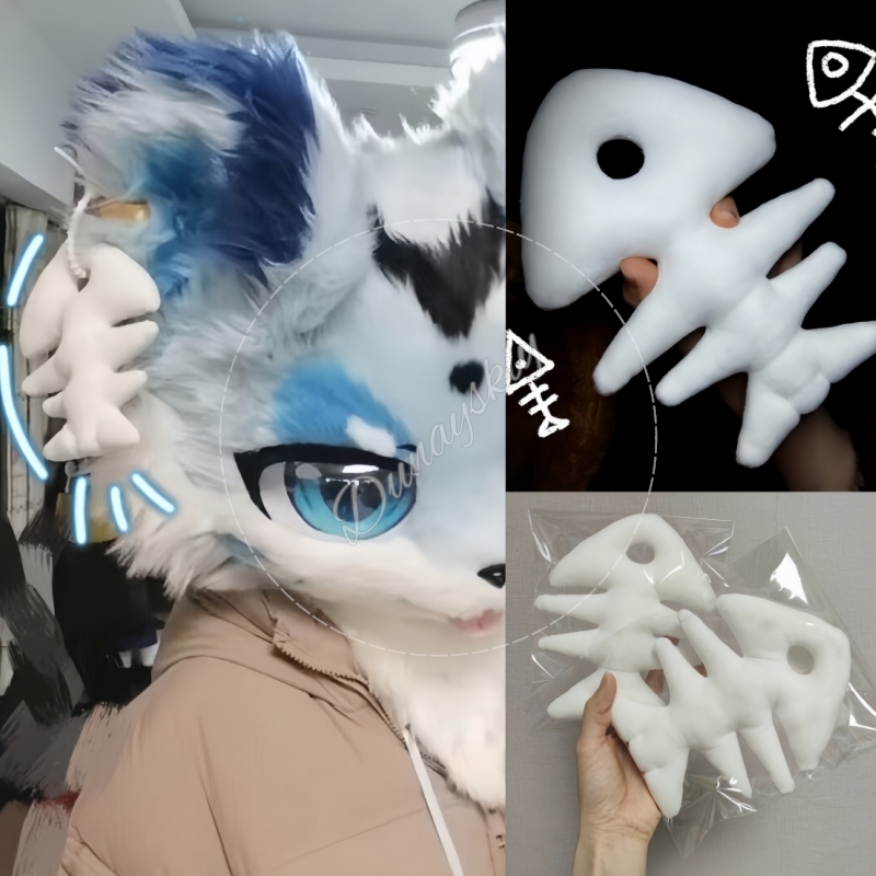 Fishbones Cosplay Prop - Pluszowy brelok w kształcie rybiej ości